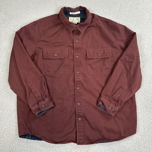 L.L. Bean Other - LL Bean Hurricane Shirt Men XL Burgundy Flannel Lined Shacket Outdoor 298205
